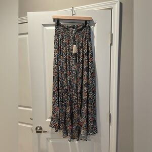 Ava Christine multicolor boho floral skirt with slit